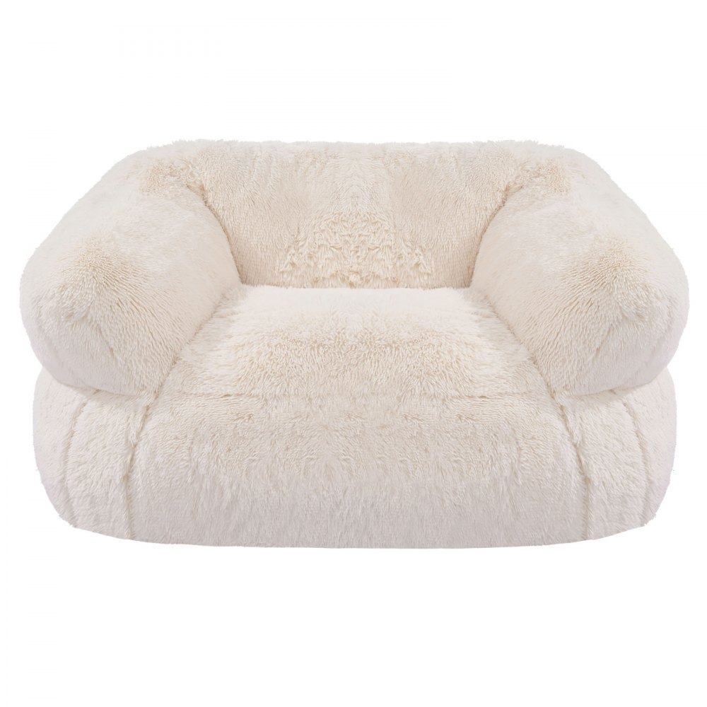 VEVOR Sitzsack Bodenkissen Sofasessel für Erwachsene mit Armlehnen & flauschiger Plüsch & hochdichter Schaumstofffüllung, bequemer Lazy-Sofa, ideal für Wohnzimmer, Schlafzimmer, Beige