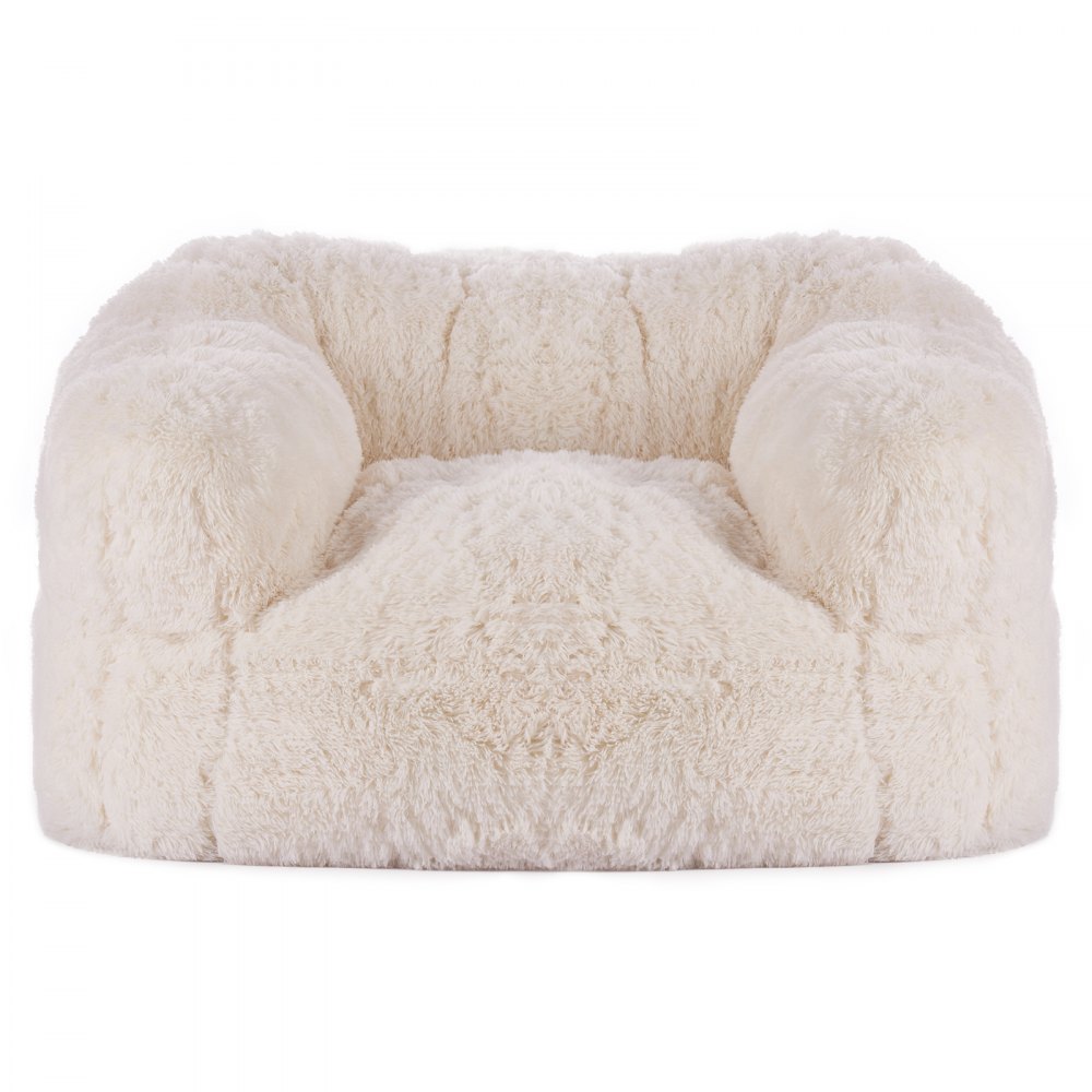 VEVOR Sitzsack Sofasessel (1220 x 1190 x 711 mm) mit Armlehnen für Erwachsene, flauschiger Plüsch & hochdichter Schaumstofffüllung, Sitzsack mit Zapper, Lazy-Sofa für Schlafzimmer, Beige