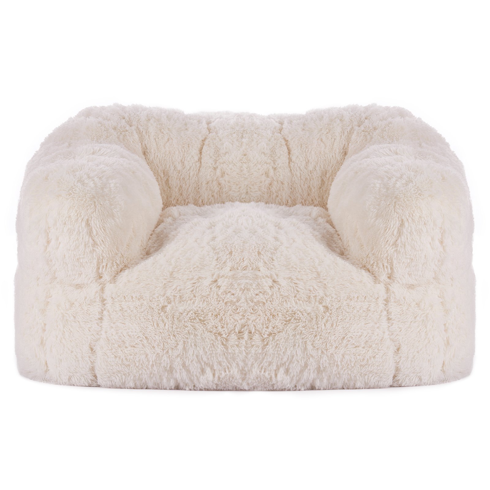 VEVOR Sitzsack Sofasessel (1220 x 1190 x 711 mm) mit Armlehnen für Erwachsene, flauschiger Plüsch & hochdichter Schaumstofffüllung, Sitzsack mit Zapper, Lazy-Sofa für Schlafzimmer, Beige