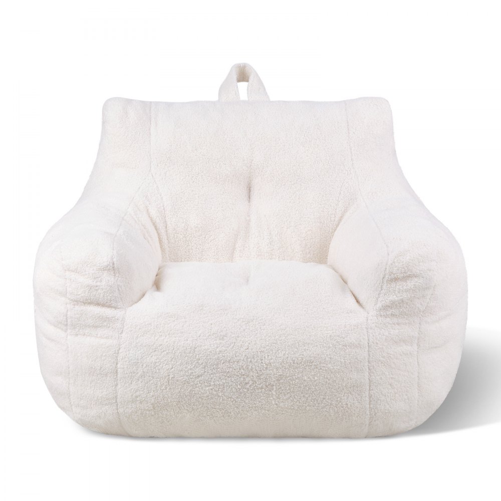 VEVOR Sitzsack Sitzkissen Bean Bag (920 x 900 x 685 mm) mit Armlehnen & Aufbewahrungstasche, gefüllt mit 25D Memory Foam mit weichem Teddy-Samtbezug, Sitzsack für Schlafzimmer Spielzimmer, Weiß