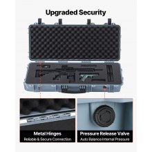 VEVOR Waffenkoffer mit Hartschale für Langwaffen, abschließbarer Gewehrkoffer mit vorgeschnittenen Schaumstoffen, Langwaffenkoffer Waffenaufbewahrung rollbar IP67 wasserfest, 978x420x173 mm Grau