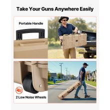 VEVOR Waffenkoffer mit Hartschale für Langwaffen, abschließbarer Gewehrkoffer mit vorgeschnittenen Schaumstoffen, Langwaffenkoffer Waffenaufbewahrung rollbar IP67 wasserfest, 1042x352x91 mm Khaki