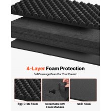 VEVOR Waffenkoffer mit Hartschale für Langwaffen, abschließbarer Gewehrkoffer mit abnehmbarem XPE-Schaum, Langwaffenkoffer Waffenaufbewahrung rollbar IP67 wasserfest, 1341x425x180 mm Schwarz