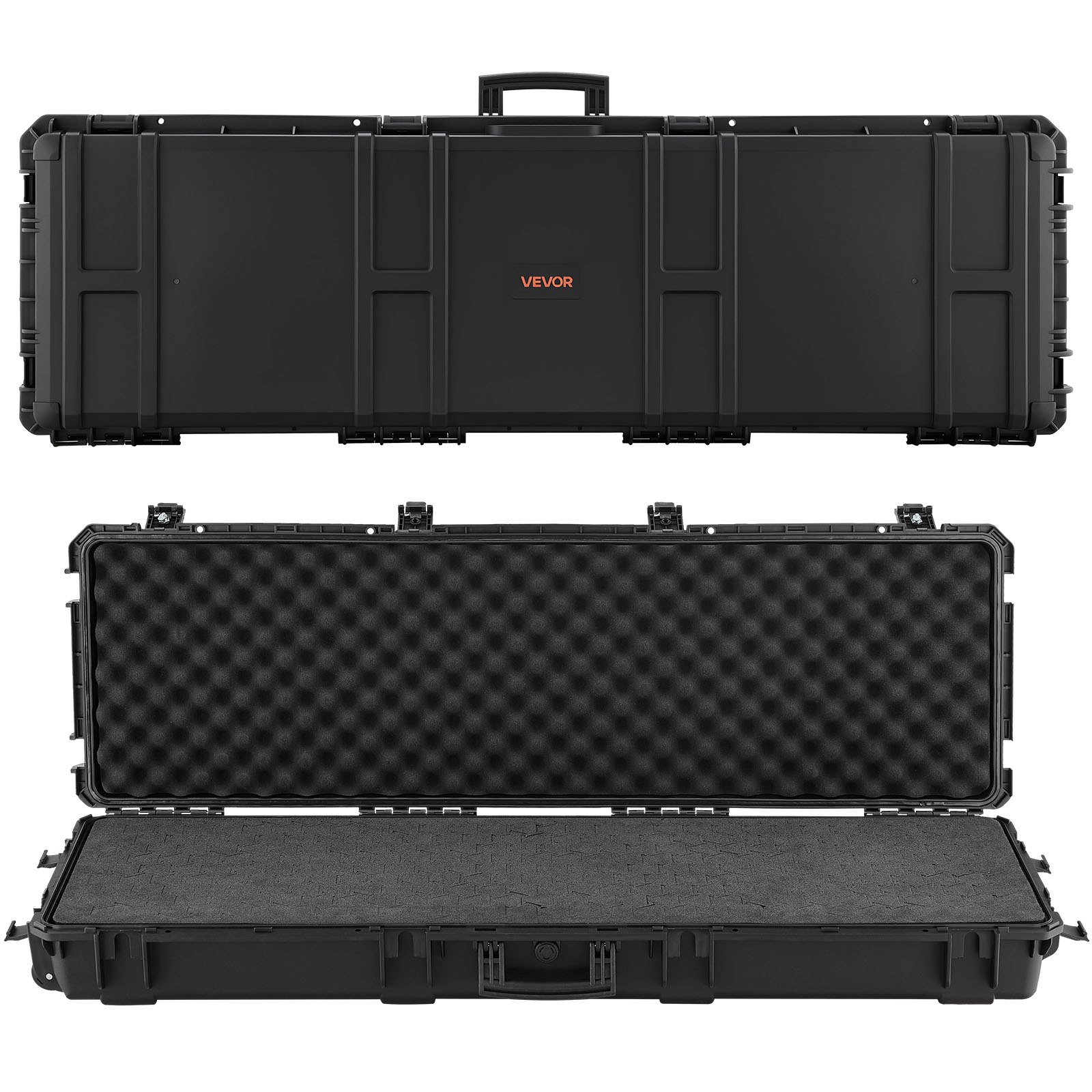 VEVOR Hard Rifle Case, Lockable Rifle Case with Detachable XPE Foam, 1270 mm Gun Storage with Wheels, IP67 Waterproof & Dustproof Pistol Storage Cases for Rifles, Shotguns, Airsoft Guns, Black