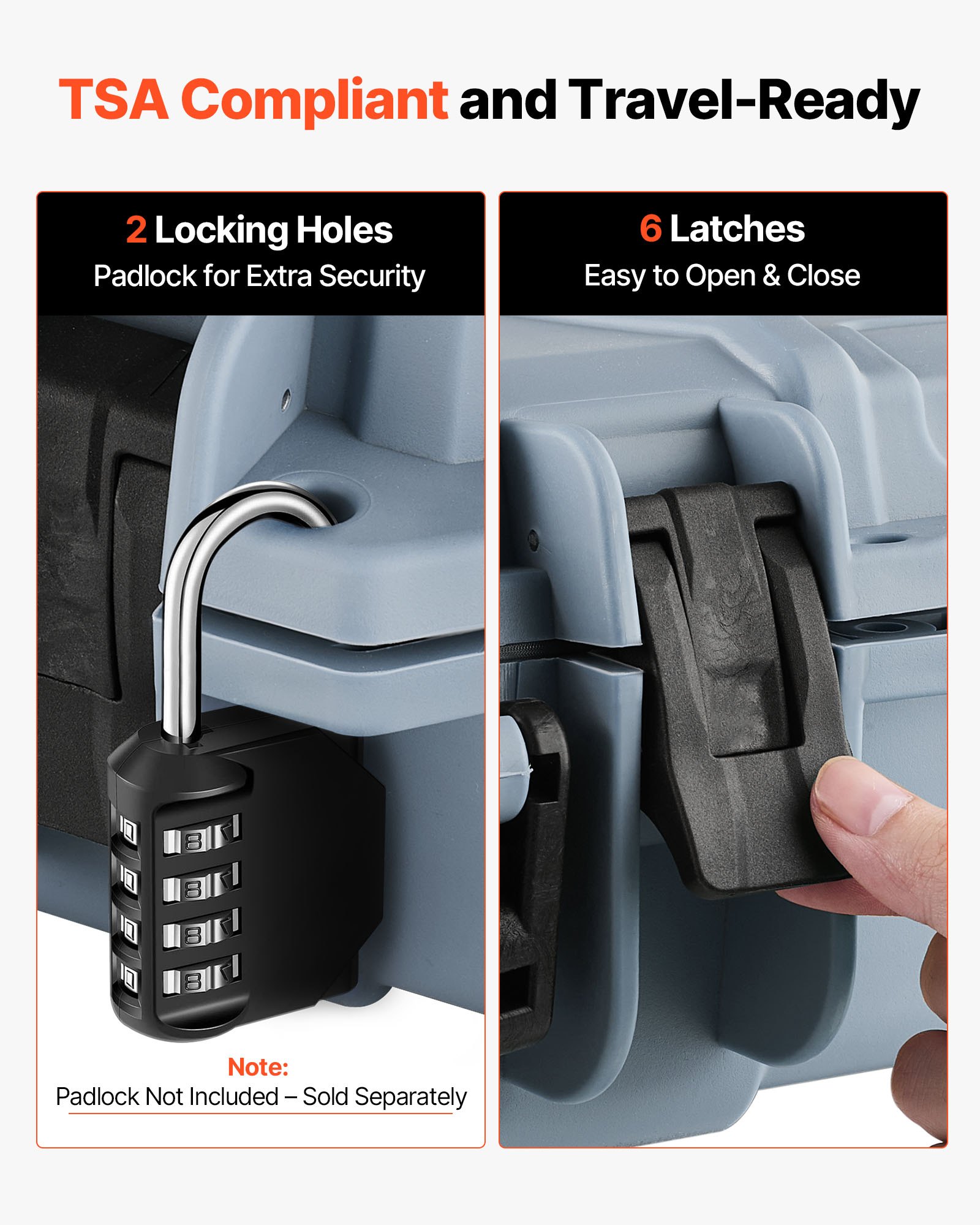 VEVOR Waffenkoffer mit Hartschale für Langwaffen, abschließbarer Gewehrkoffer mit vorgeschnittenen Schaumstoffen, Langwaffenkoffer Waffenaufbewahrung rollbar IP67 wasserfest, 1380x385x165 mm Grau