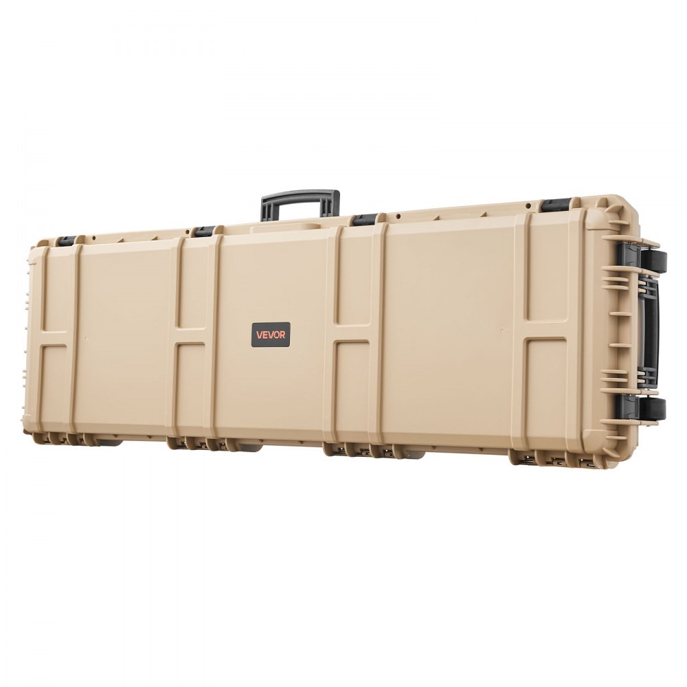 VEVOR Waffenkoffer mit Hartschale für Langwaffen, abschließbarer Gewehrkoffer mit vorgeschnittenen Schaumstoffen, Langwaffenkoffer Waffenaufbewahrung rollbar IP67 wasserfest, 1391x435x188 mm Khaki