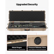 VEVOR Waffenkoffer mit Hartschale für Langwaffen, abschließbarer Gewehrkoffer mit vorgeschnittenen Schaumstoffen, Langwaffenkoffer Waffenaufbewahrung rollbar IP67 wasserfest, 1391x435x188 mm Khaki