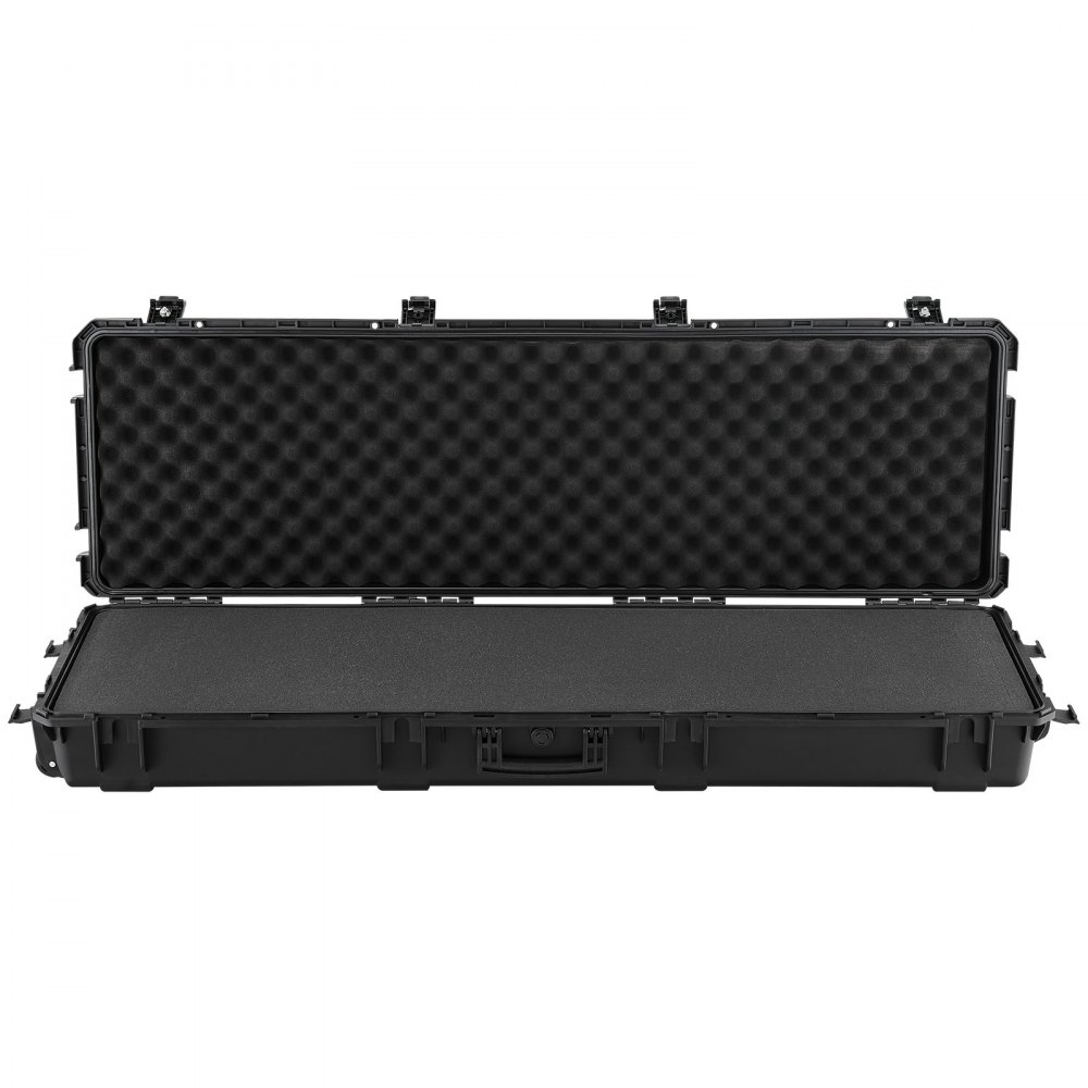 VEVOR Hard Rifle Case, Lockable Rifle Case with Pre-cut Foams, 1320 mm Gun Storage with Wheels, Heavy Duty IP67 Waterproof & Dustproof Pistol Storage Cases for Rifles, Shotguns, Airsoft Guns, Black