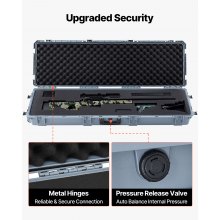 VEVOR Waffenkoffer mit Hartschale für Langwaffen, abschließbarer Gewehrkoffer mit vorgeschnittenen Schaumstoffen, Langwaffenkoffer Waffenaufbewahrung rollbar IP67 wasserfest, 1391x435x188 mm Grau