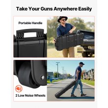 VEVOR Waffenkoffer mit Hartschale für Langwaffen, abschließbarer Gewehrkoffer mit vorgeschnittenen Schaumstoffen, Langwaffenkoffer Waffenaufbewahrung rollbar IP67 wasserfest, 978x420x173 mm Schwarz