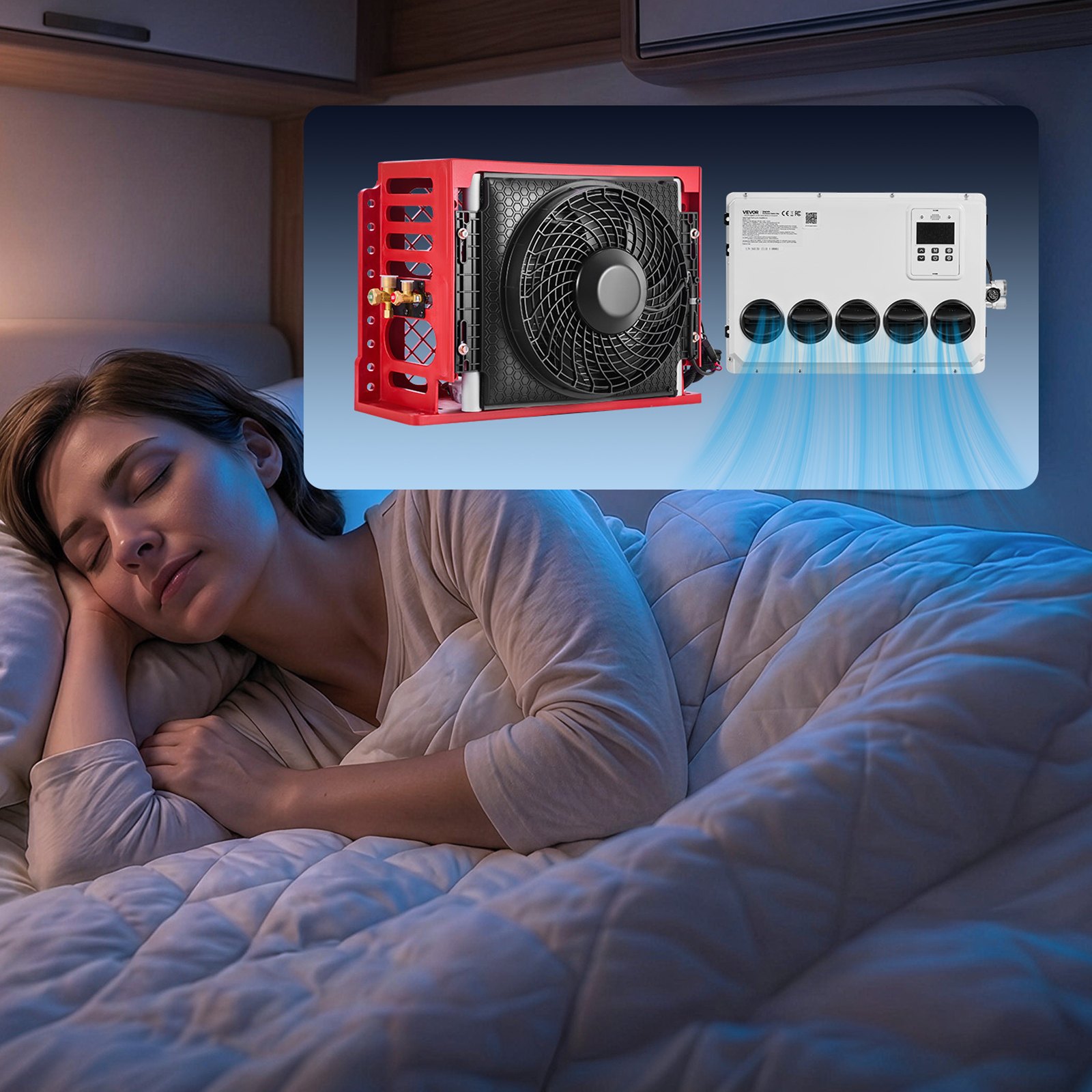 VEVOR Truck Air Conditioner, 12V 10000 BTU Mini Split AC Unit, 400 m³/h Airflow Cab Air Conditioner, Quiet A/C Unit Fast Cooling for Semi Truck, Camper, Construction Vehicle, Crane, Tractor, Excavator