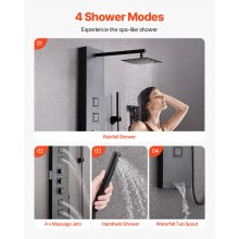 VEVOR Duschpaneel Turmsystem Edelstahlsäule Regenkopfmassagedüse Handbrause