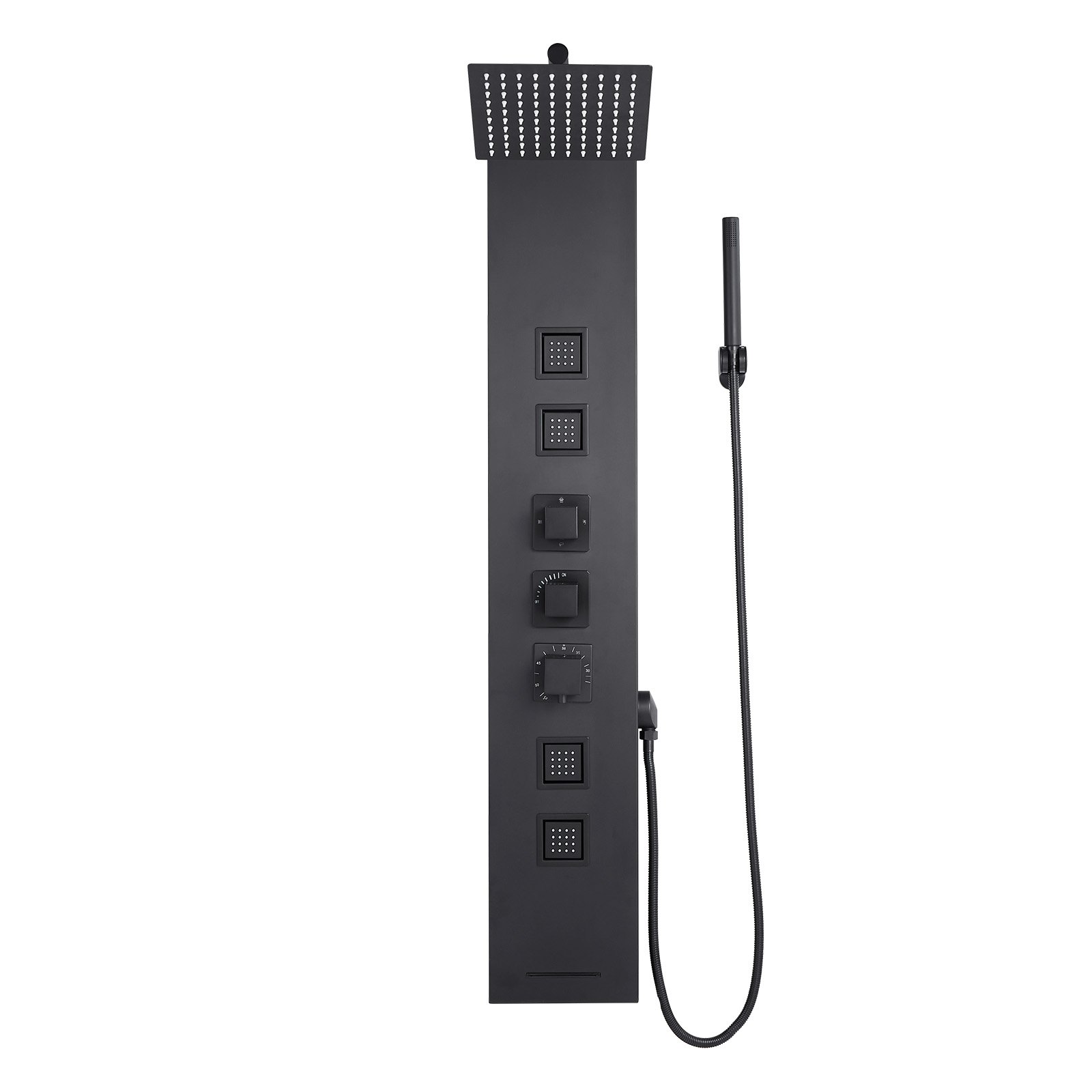 VEVOR Duschpaneel-Turmsystem (4 in 1) mit Regenwasserfall-Duschkopf, (124 cm) Duschsäule aus gebürstetem Edelstahl, Regenmassagesystem zur Wandmontage, mit Handbrause & 4 kleiner Massagedüsen