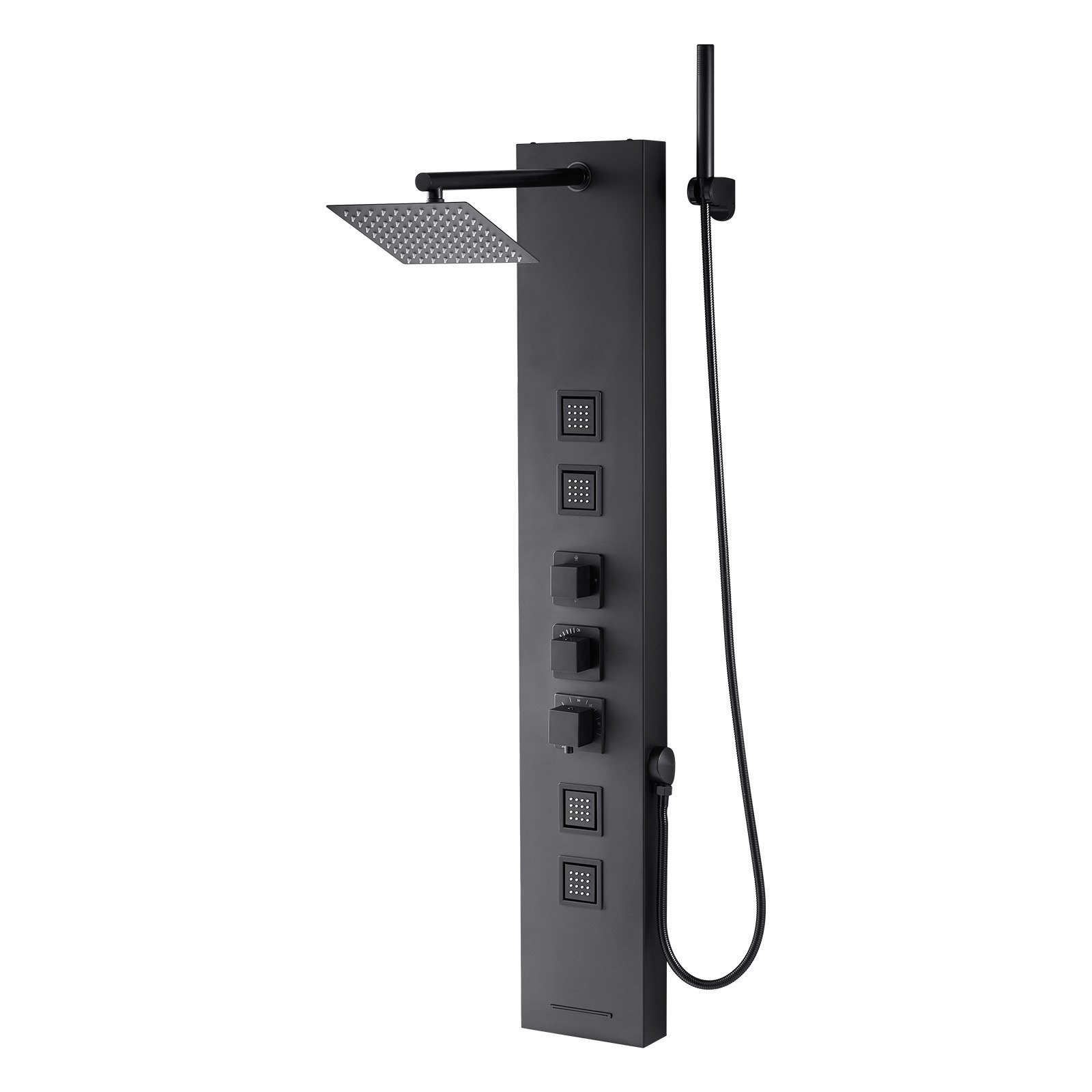 VEVOR Shower Panel Tower System (4 in 1) with Rain Waterfall Shower Head, (124 cm) Brushed Stainless Steel Shower Column, Wall-Mounted Rain Massage System, with Hand Shower & 4 Small Massage Jets