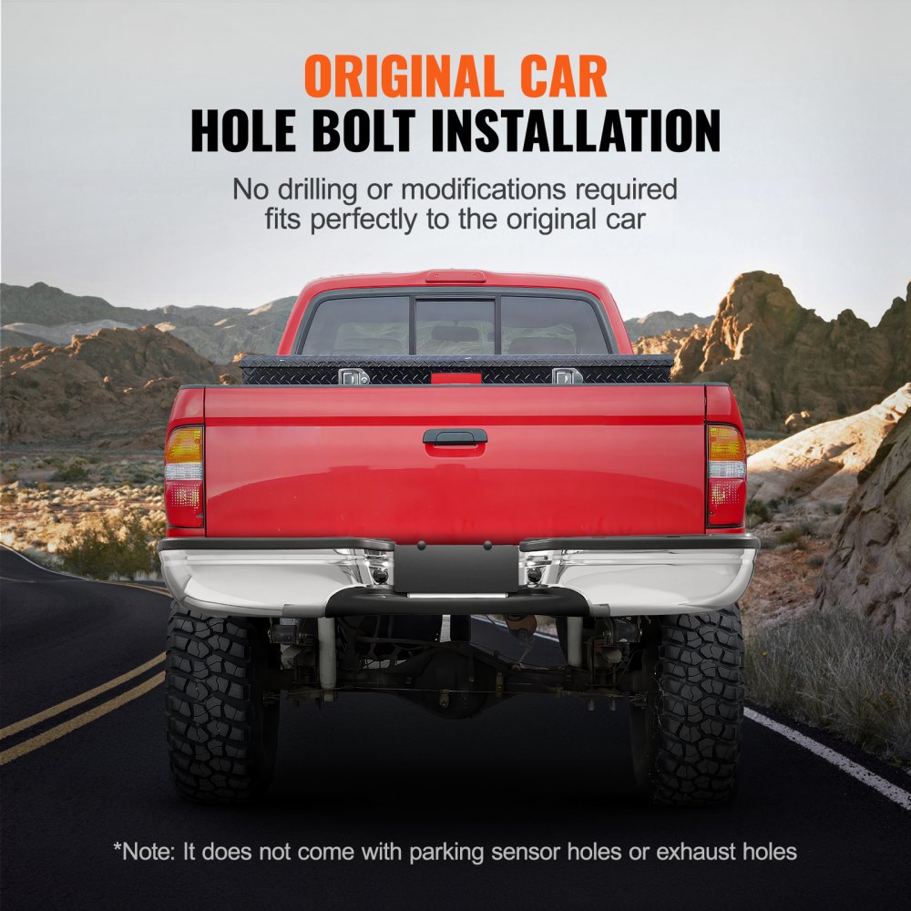 VEVOR Heckstoßstange, Kompatibel mit 1999-2007-Ford F250/Ford F350 Super Duty, Chromstahl-Heckstoßstange, Montage-Ersatz-Heckstoßstange mit Kennzeichenbeleuchtung und Trittbrett, für FO1101141