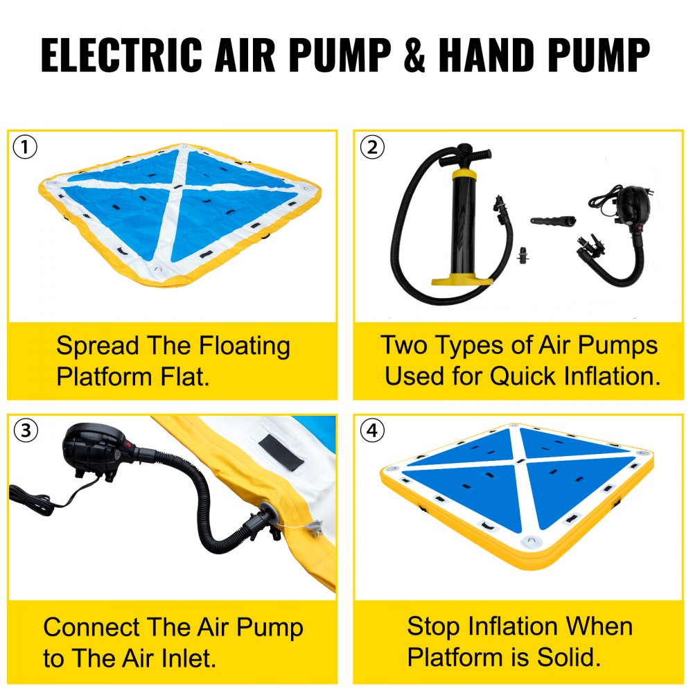 Vevor Aufblasbare Schwimmplattform Schwimmbecken Pool Matratze Pvc 2,5 X 2,5 M