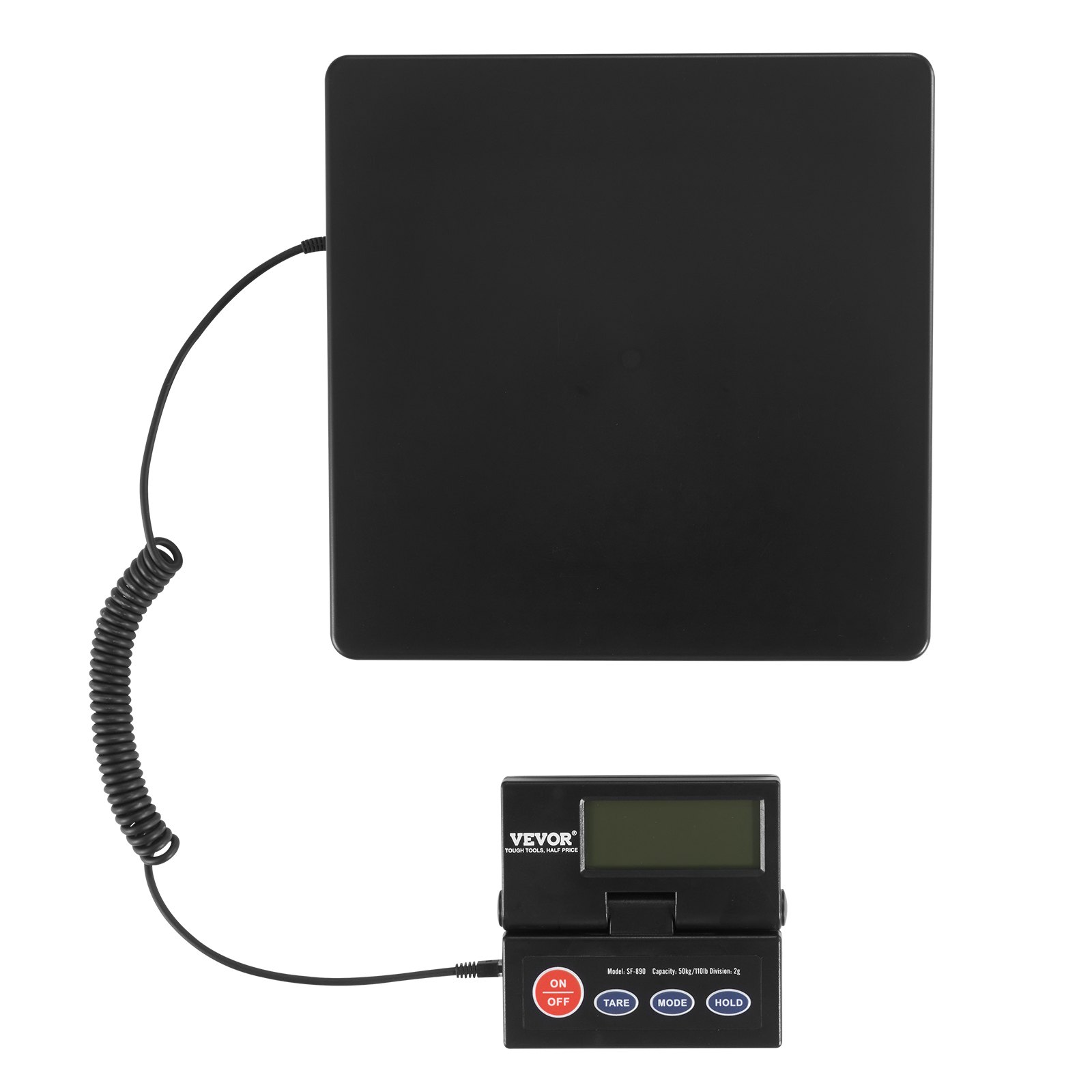 VEVOR Plattformwaage 10g-50kg Paketwaage 2g Genauigkeit Digitalwaage kg/lbs/lbs:oz/g Zählwaage 250x250x43mm ABS-Gehäuse Tara-/Hold-Funktionen AC/DC-Netzteil Industriewaage Briefwaage Waage