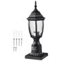 VEVOR Outdoor Post Light from Dusk to Dawn, 400 mm High, Waterproof Lantern Post Light with 3.5 Inch Glass Shade on the Column Mount, Lightning-Proof Outdoor Pole Column Light for Patios and Garden Paths