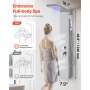 VEVOR Duschpaneel-Turmsystem (5 Modi) mit Regenwasserfall-Duschkopf & LED, (1345 mm) Duschsäule aus gebürstetem Edelstahl, Regenmassagesystem zur Wandmontage, mit Handbrause & 4 Körperbrausen