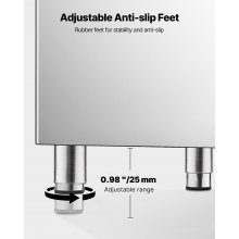 VEVOR Vorratsbehälter Eisbehälter für gewerbliche Eiswürfelbereiter (136 kg Kapazität), Eisvorratsbehälter aus Edelstahl mit höhenverstellbaren Gummifüßen, für Restaurants (nur Behälter)