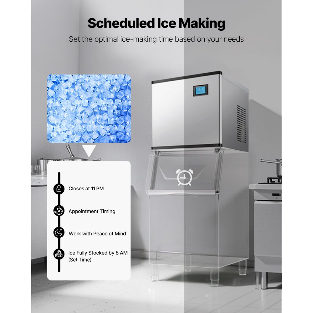 VEVOR Eismaschinenkopf kommerzieller Eisbereiter Eismaschine (nur Kopf) 136 kg/Tag, Kopf aus Edelstahl + PE-Kunststoff Eisbereiter-Kopf mit intelligentem Bedienfeld & Reinigung auf Knopfdruck