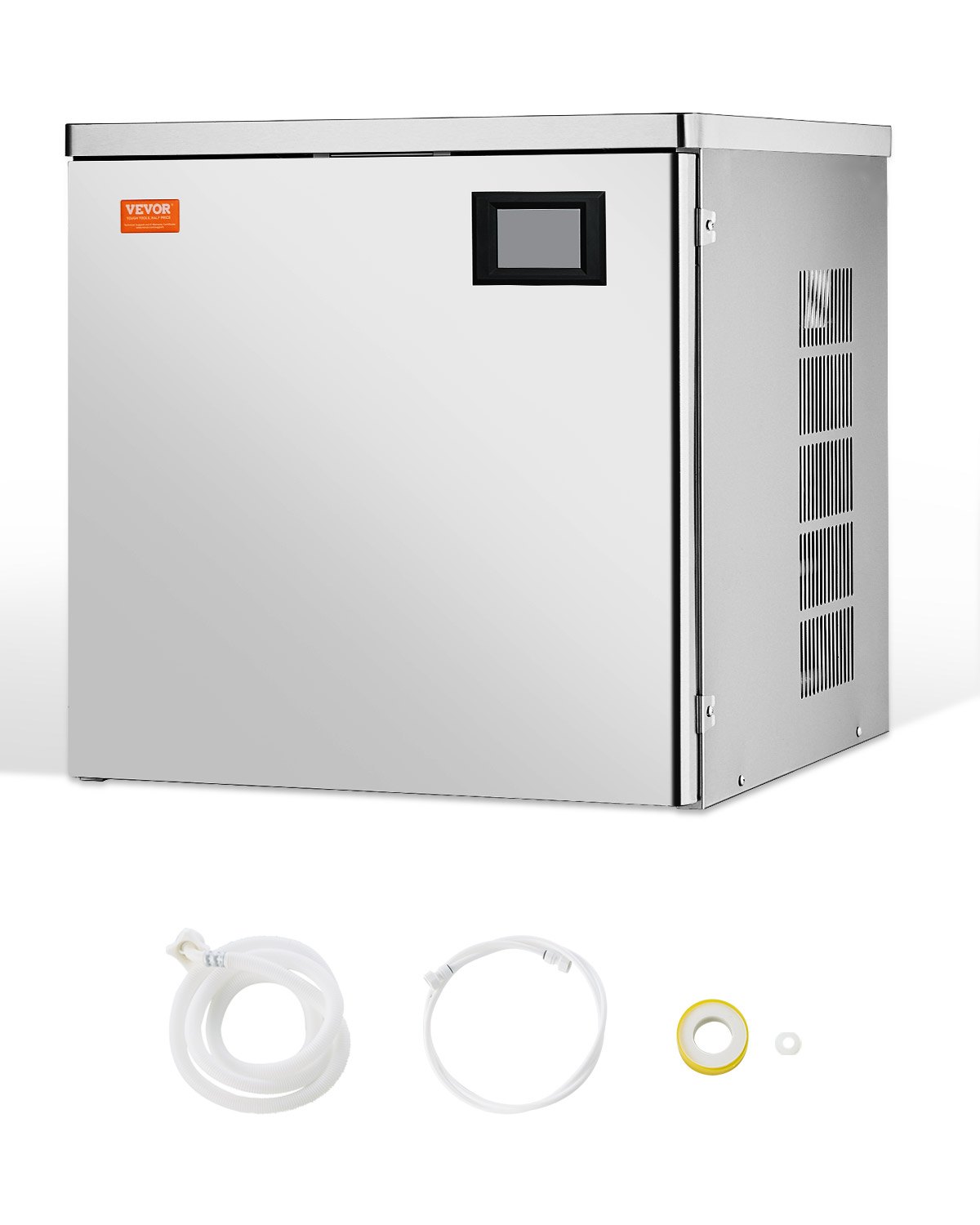 VEVOR Eismaschinenkopf kommerzieller Eisbereiter Eismaschine (nur Kopf) 181 kg/Tag, Kopf aus Edelstahl + PE-Kunststoff Eiswürfelmaschine-Kopf mit intelligentem Bedienfeld & Reinigung auf Knopfdruck