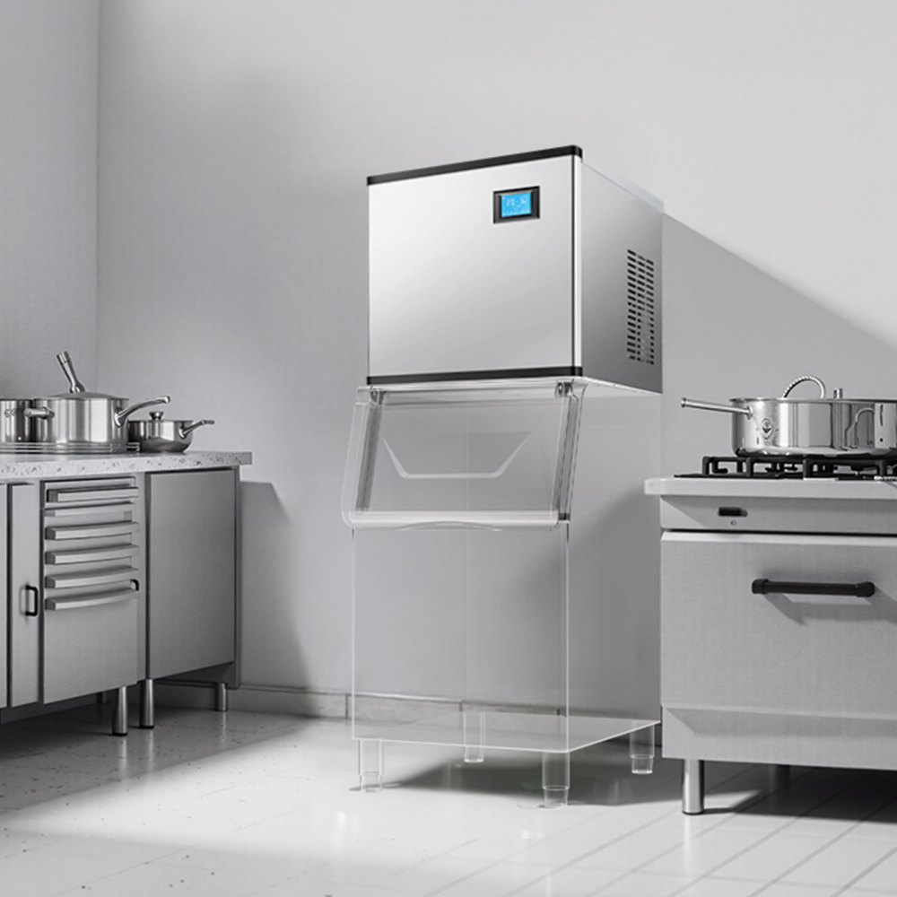 VEVOR Eismaschinenkopf kommerzieller Eisbereiter Eismaschine (nur Kopf) 227 kg/Tag, Kopf aus Edelstahl + SGCC Eisbereiter-Kopf mit intelligentem Bedienfeld & Reinigung auf Knopfdruck