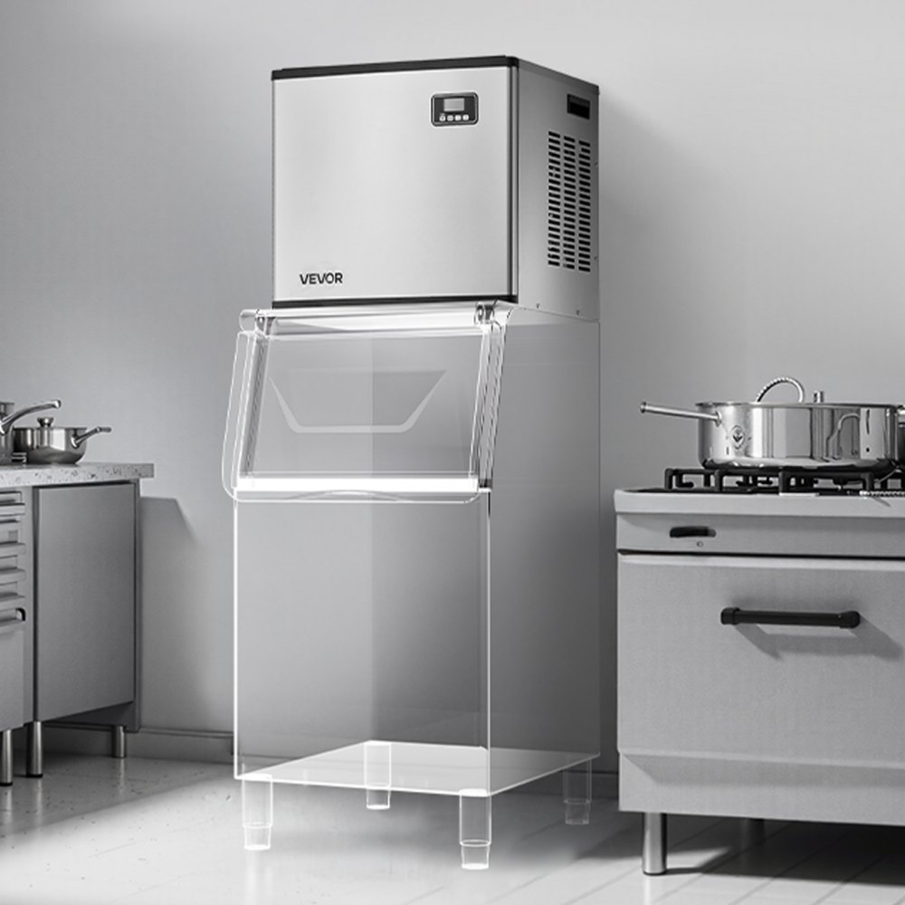 VEVOR Kommerzielle Eismaschine (nur Kopf), 181,4 kg/Tag Edelstahl-Eismaschine mit Selbstreinigung, zeitgesteuerter Eisherstellung, einstellbarer Dicke, ideal für Restaurants Bars Cafés Hotels