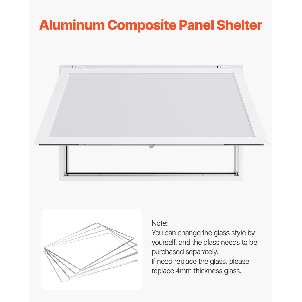 VEVOR Imbissfenster (1346 x 838 mm), Servicefenster mit Aluminiumrahmen für Imbissanhänger, Servierfenster mit 85°-Öffnungswinkel für Imbisswagen, regenwasserbeständiges Konzessionsfenster
