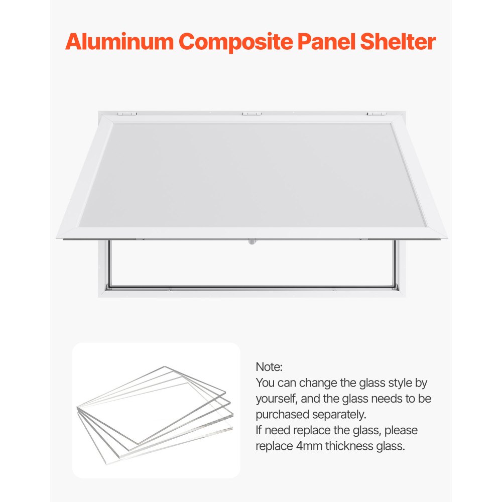 VEVOR Imbissfenster (1524 x 915 mm), Servicefenster mit Aluminiumrahmen für Imbissanhänger, Servierfenster mit 85°-Öffnungswinkel für Imbisswagen, regenwasserbeständiges Konzessionsfenster