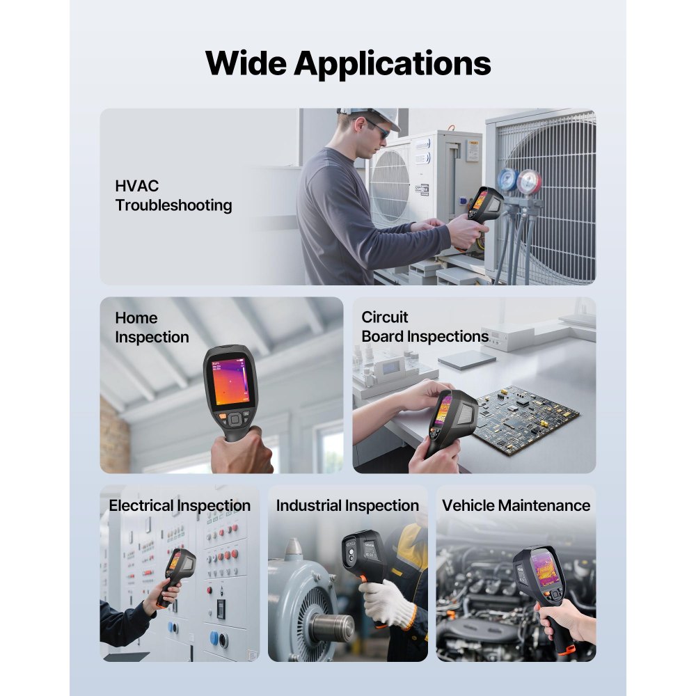 VEVOR Wärmebildkamera, TISR Superauflösung 512 x 384, Thermokamera mit 2MP visueller Kamera, 256 x 192 IR-Auflösung, 25 Hz Bildwiederholfrequenz, -20 °C bis 550 °C, 4 Bildmodi & 7 Farbpaletten