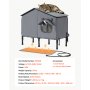 VEVOR Katzenhaus 34 W Katzenhöhle mit Heizmatte 600x310x580 mm Isoliert, Katzenmöbel für Outdoor Winterfest, Platz für 2-3 Katzen, mit Erhöhtem Ständer, Doppeltür & Sichtschutzvorhang, 35–45 °C