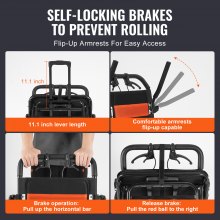 VEVOR-Rollstuhl, ultraleichter Transportstuhl aus Aluminiumlegierung für Erwachsene, faltbarer Rollstuhl mit nach hinten klappbaren Armlehnen in Schreibtischlänge, selbstsperrende Bremse, 18 Zoll breiter Sitz, 220 Pfund Gewichtskapazität