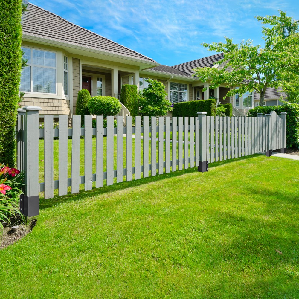 VEVOR Erdspieß für Zaunpfosten, 4er-Pack, 113 x 113 x 914 mm Außendurchmesser (Innendurchmesser 8,9 x 8,9 cm), Metall, schwarz pulverbeschichtet, Erdspieß für Briefkästen, Terrassen, Gartengeländer