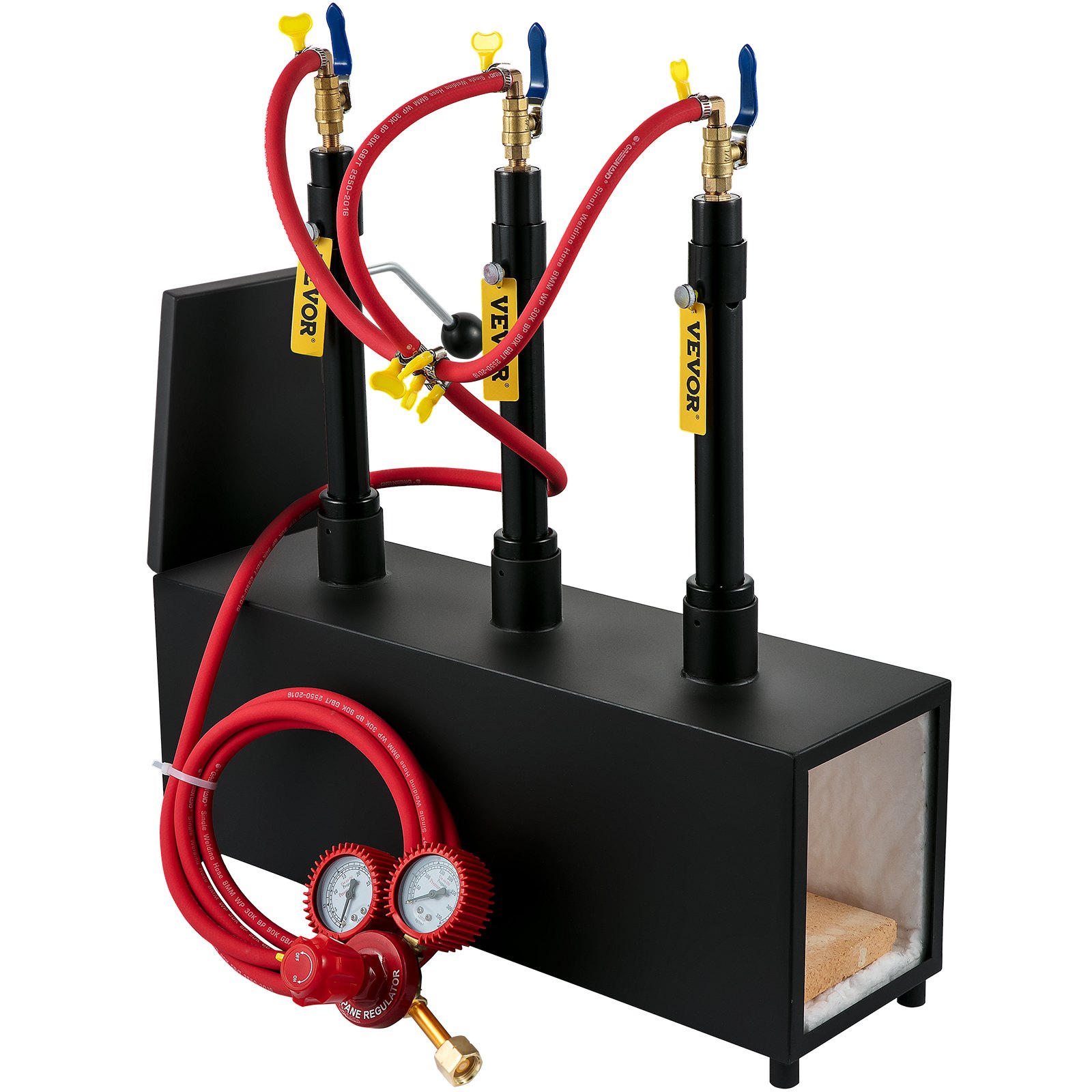 VEVOR Gas schmiedeofen 1350 °C, Brenner Schmiede 15 L, Schmiedeofen drei Brenner Eintürig Auskleidung mit Aluminiumsilikatfaser, Metallschmiede Max. Leistung 230,4 kWh / 786.000 BTU, Gasdruckregler