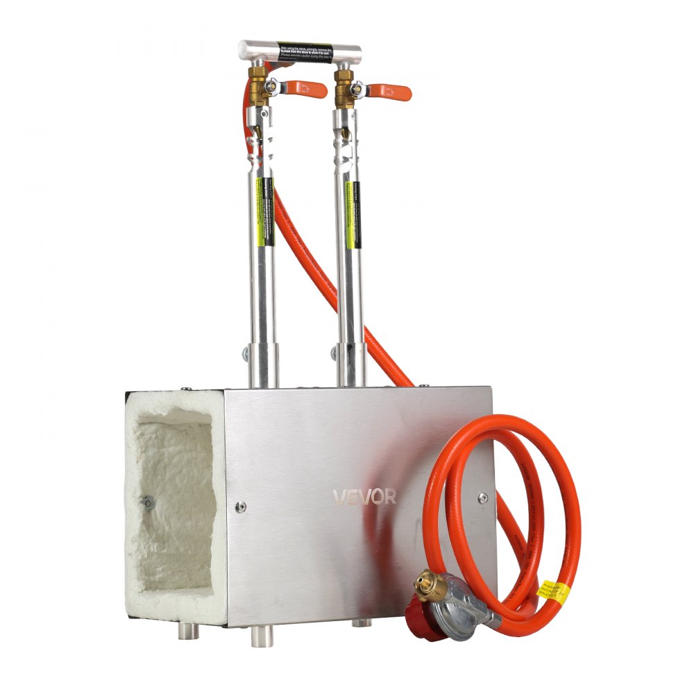 VEVOR tragbare Propangas-Schmiede mit 2 Brenner 1427 °C, Hufschmiede Schmiedeofen mit quadratischer Form, Edelstahl, Gasschmiedewerkzeuge und -ausrüstung, Schmelzofen Verwendung zum Metallschmieden