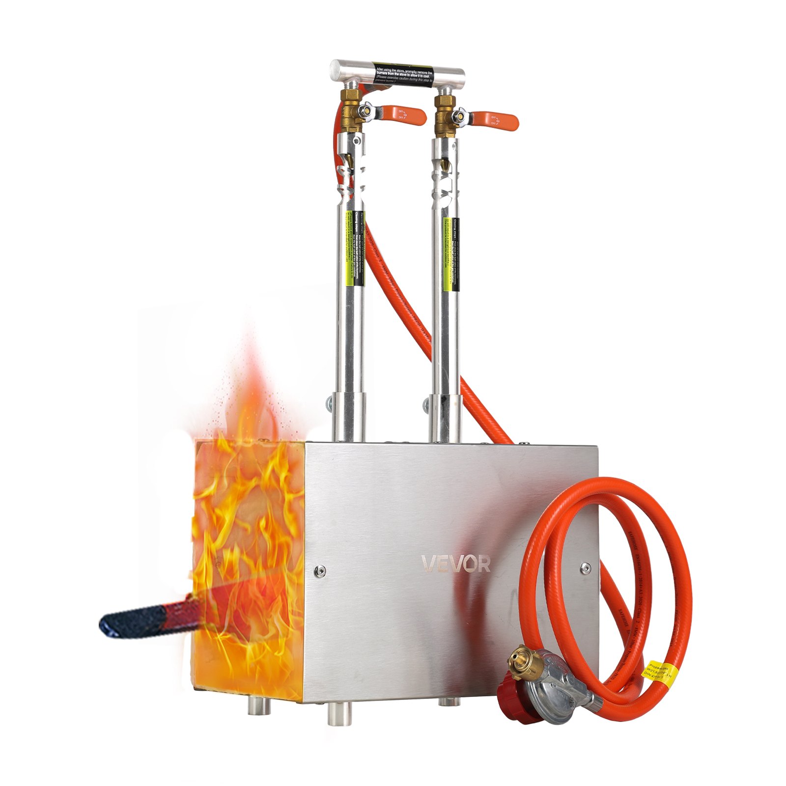 VEVOR tragbare Propangas-Schmiede mit 2 Brenner 1427 °C, Hufschmiede Schmiedeofen mit quadratischer Form, Edelstahl, Gasschmiedewerkzeuge und -ausrüstung, Schmelzofen Verwendung zum Metallschmieden