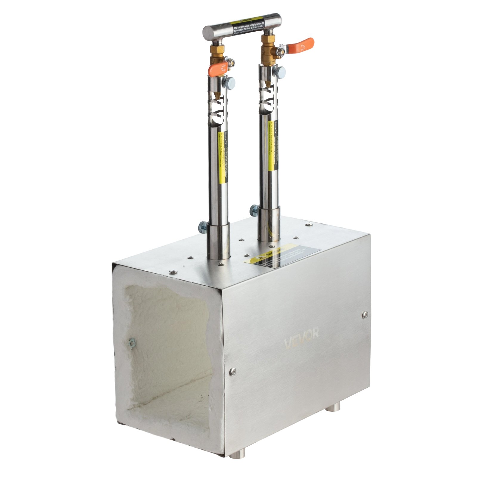 VEVOR tragbare Propangas-Schmiede mit 2 Brenner 1427 °C, Hufschmiede Schmiedeofen mit quadratischer Form, Edelstahl, Gasschmiedewerkzeuge und -ausrüstung, Schmelzofen Verwendung zum Metallschmieden