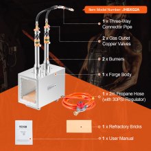 VEVOR Tragbare Propan-Schmiede 2 Brenner Schmelzofe Kit Quadratisch 1427℃