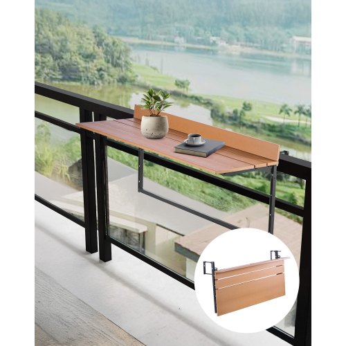 VEVOR Balkon-Hängetisch, 1000x345mm, klappbarer Balkonhängetisch, Klapptisch für Geländer im Freien, 5-stufig verstellbar, passend für Geländer von 1
