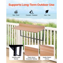 VEVOR Balkon-Hängetisch, 1000x345mm, klappbarer Balkonhängetisch, Klapptisch für Geländer im Freien, 5-stufig verstellbar, passend für Geländer von 1 bis 5,3 Zoll, Serviertisch für Terrasse und Deck
