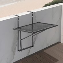 VEVOR Balkontisch, 61x41 cm, klappbarer Balkonhängetisch aus Metall, Klapptisch für Geländer im Freien, 5-stufig verstellbar, passend für Geländer von 1 bis 4,7 Zoll, Serviertisch für Terrasse & Deck