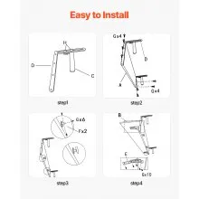 VEVOR Balkontisch, 800x300 mm, klappbarer Balkonhängetisch, Klapptisch für den Außenbereich, 22 kg Tragkraft, passend für Geländer von 2,54 bis 15 cm, Serviertisch für Terrasse und Deck