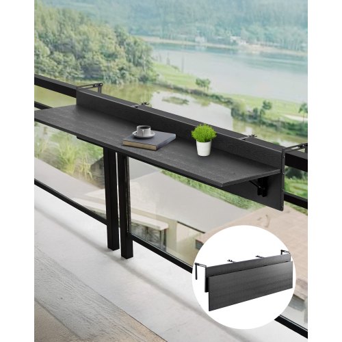 VEVOR Balkontisch, 1500x300 mm, klappbarer Balkonhängetisch, Klapptisch für den Außenbereich, 22 kg Tragkraft, passend für Geländer von 2,54 bis 15