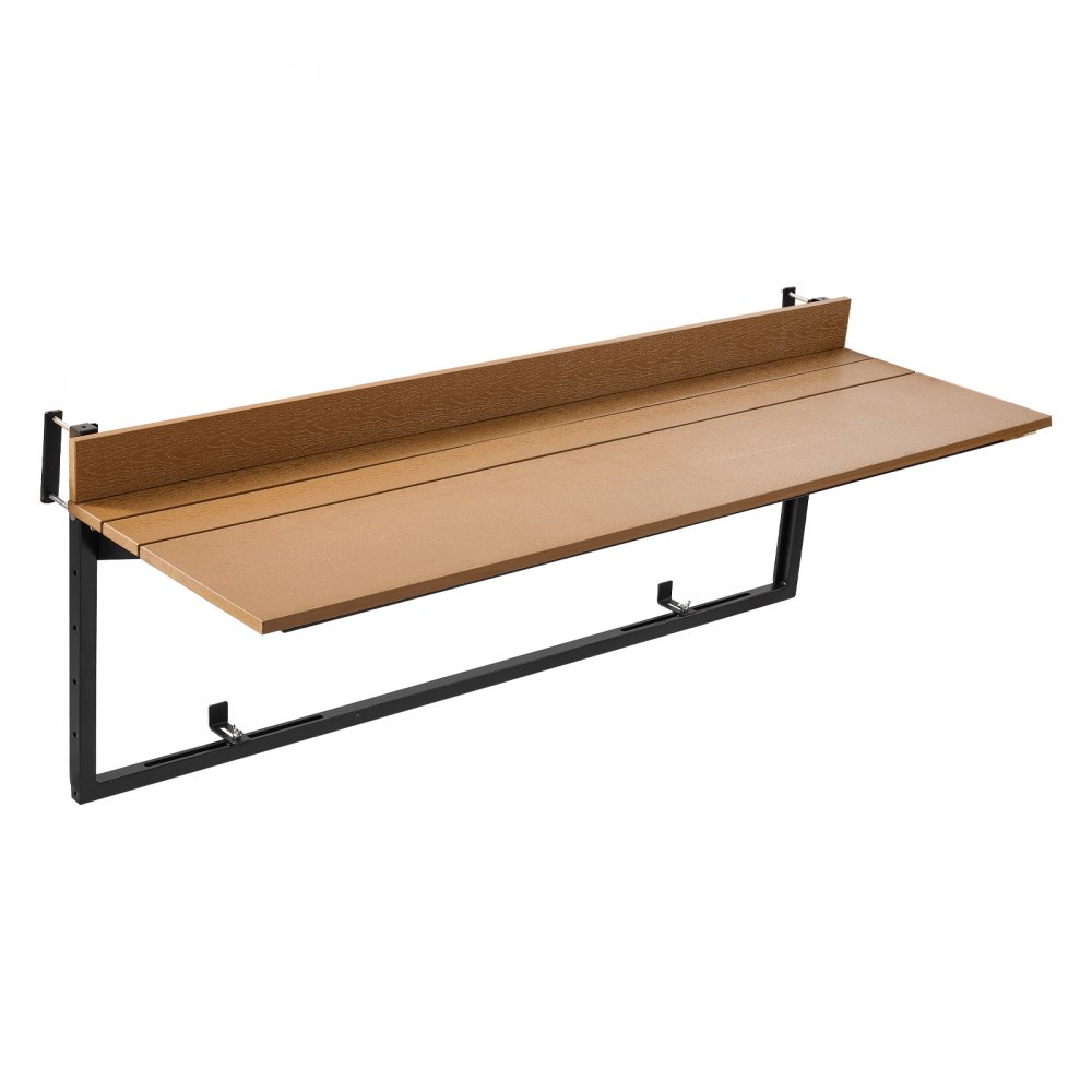 VEVOR Balkonhängetisch 1200x370 mm Klapptisch 27 kg Hängetisch Balkontisch, für Terrasse, Garten oder Balkon, Passend für 35–60 mm Geländer, 5-fach Höhenverstellbar, aus Holz-Kunststoff-Verbundmaterial