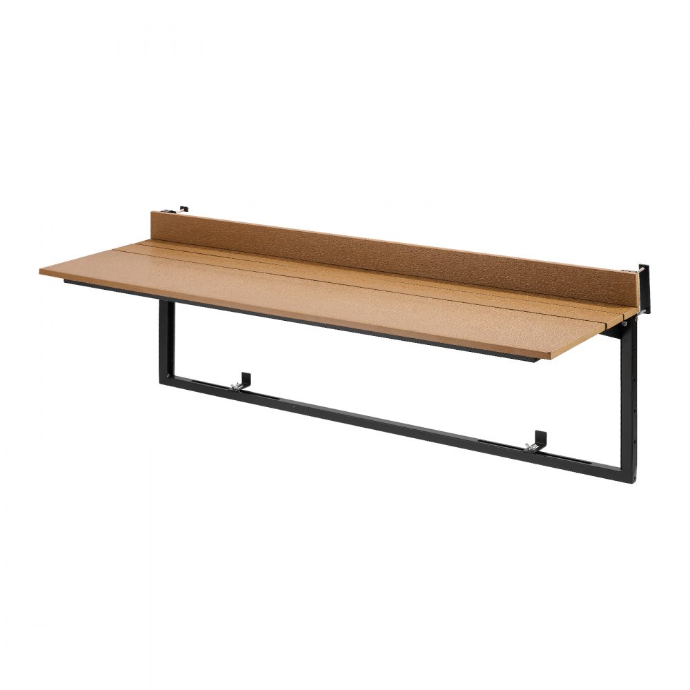 VEVOR Balkonhängetisch 1200x370 mm Klapptisch 27 kg Hängetisch Balkontisch, für Terrasse, Garten oder Balkon, Passend für 35–60 mm Geländer, 5-fach Höhenverstellbar, aus Holz-Kunststoff-Verbundmaterial