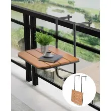 VEVOR Balkontisch, 595x400 mm, klappbarer Balkonhängetisch, Klapptisch für Geländer im Freien, 4-stufig verstellbar, passend für Geländer von 2,54 bis 21 cm, Serviertisch für Terrasse und Deck
