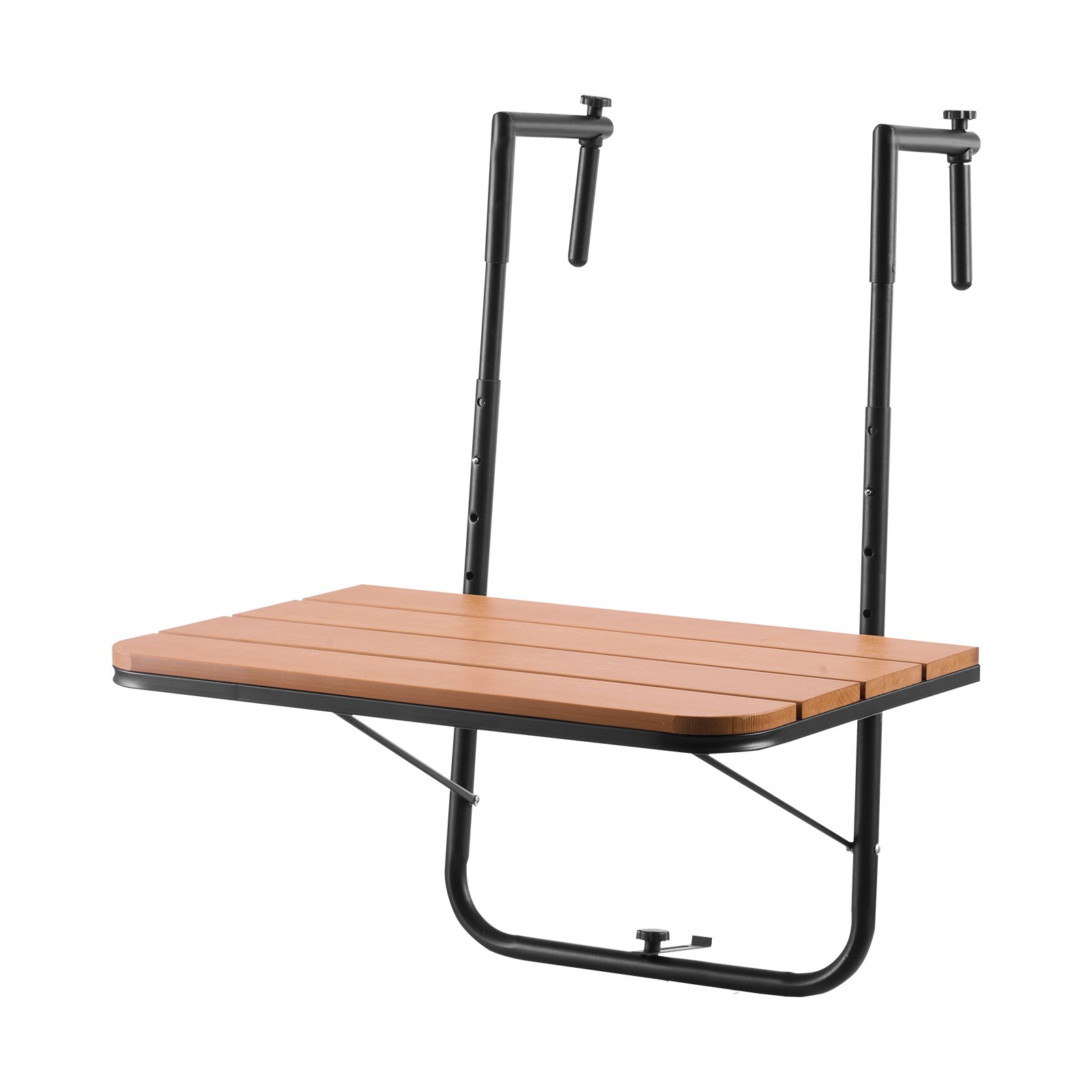 VEVOR Balkontisch, 595x400 mm, klappbarer Balkonhängetisch, Klapptisch für Geländer im Freien, 4-stufig verstellbar, passend für Geländer von 2,54 bis 21 cm, Serviertisch für Terrasse und Deck