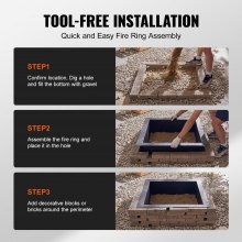VEVOR Feuerstellenring, 36 x 36 Zoll Außendurchmesser/30 x 30 Zoll Innendurchmesser, 10 Zoll hohe quadratische Feuerstelleneinlage, robuste Auskleidung aus Karbonstahl, DIY-Lagerfeuerring über oder im Boden, für Outdoor-Camping, Lagerfeuer