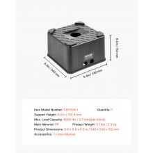 VEVOR Wagenheberblock für Anhänger (152,4 mm hoch Wagenheberblock) Nivellierblock mit 2722 kg Tragkraft, Wohnmobil-Hebeblock für Wohnwagen Anhängerstützblock aus PP (quadratisch)